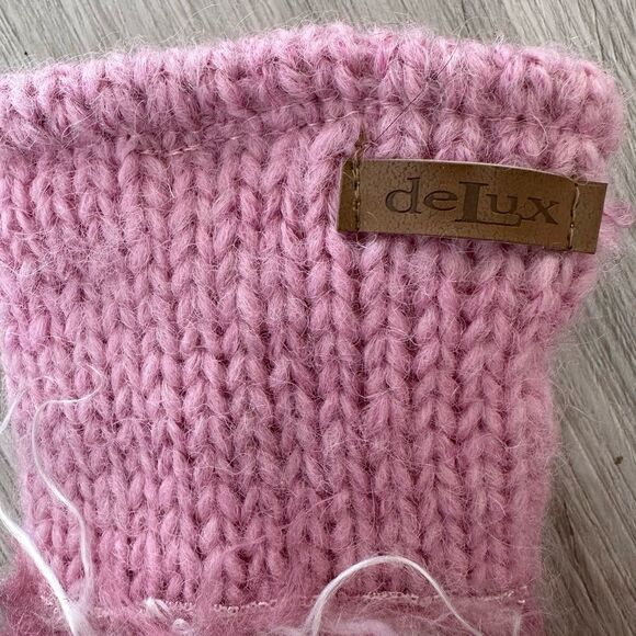 DeLux Pink Poodle Shaggy Dog Wool Mittens Fleece Lined Youth Size - Picture 3 of 6